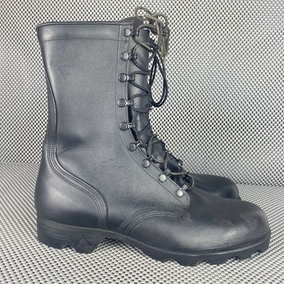 Vintage Ro Search Military Combat Boots Mens 9 W Black Leather Lace Up - Picture 1 of 13